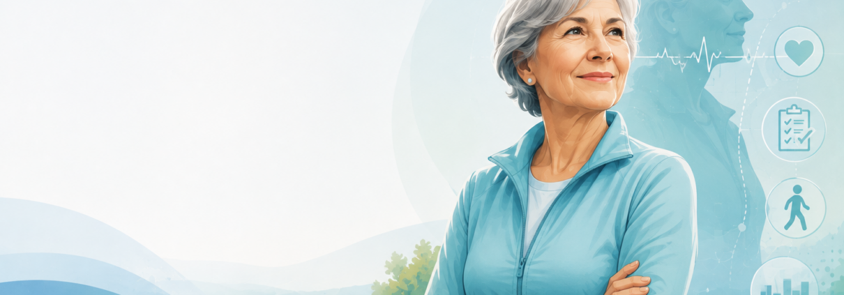 illustration for a medical blog post about frailty, self-reported health, and mortality